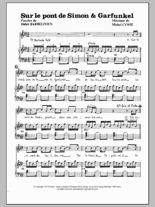 Download Gilles Olivier Sur Le Pont De Simon Et Garfunkel Sheet Music and learn how to play Piano & Vocal PDF digital score in minutes