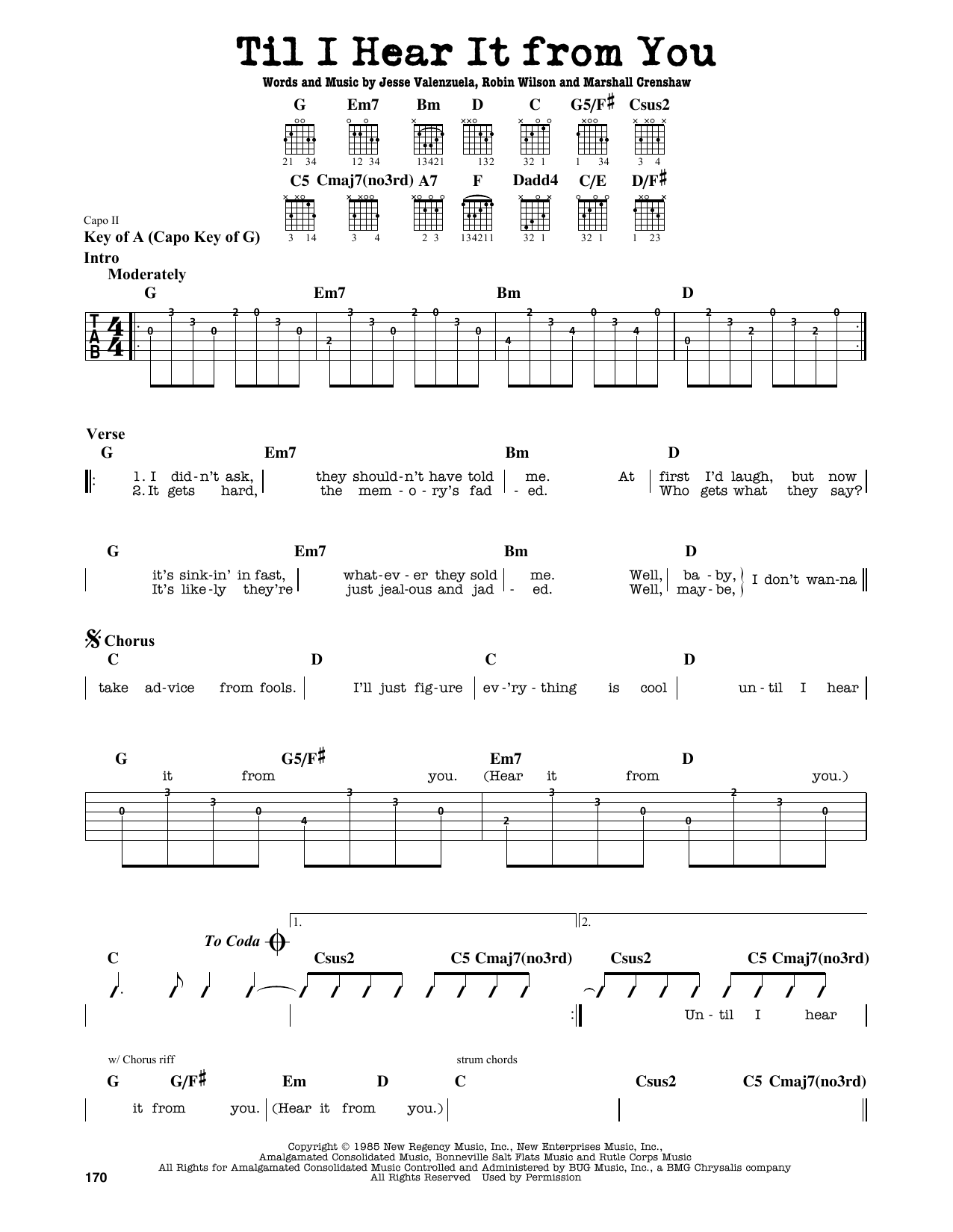 Download Gin Blossoms Til I Hear It From You Sheet Music and learn how to play Guitar Lead Sheet PDF digital score in minutes