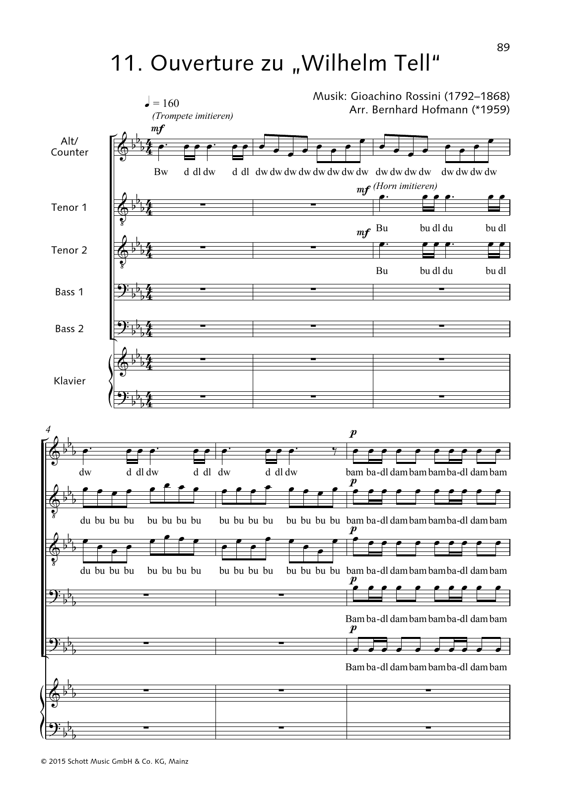 Download Gioacchino Rossini Ouverture zu Wilhelm Tell Sheet Music and learn how to play Choir PDF digital score in minutes