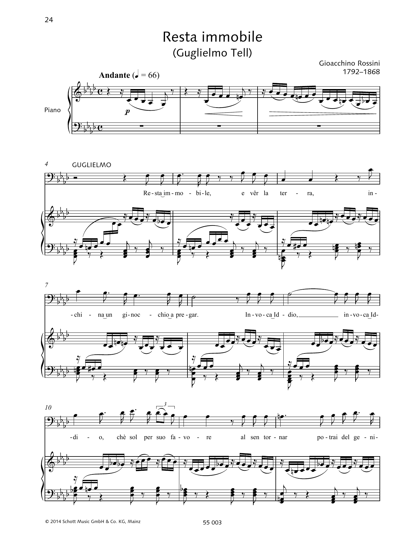 Download Gioacchino Rossini Resta immobile Sheet Music and learn how to play Piano & Vocal PDF digital score in minutes