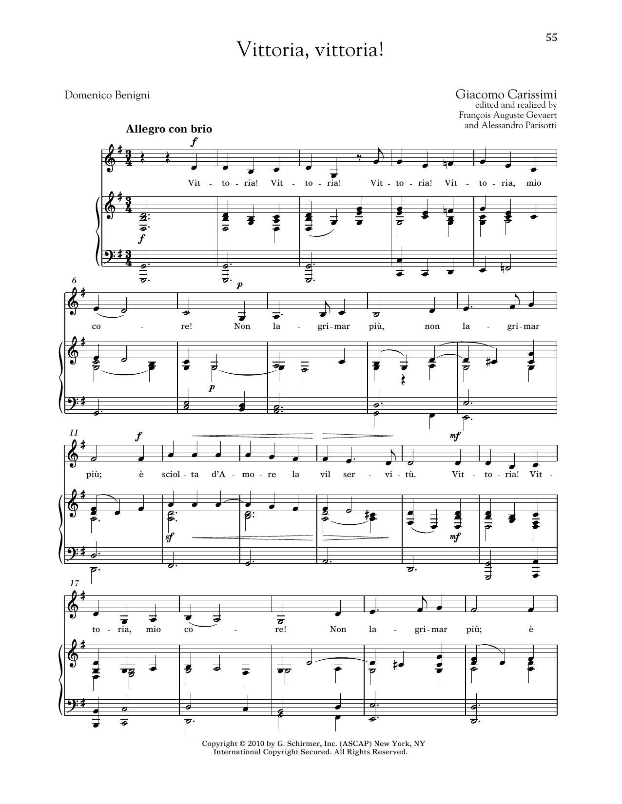 Download Giocomo Carissimi Vittoria, Vittoria! (Low Voice) Sheet Music and learn how to play Piano & Vocal PDF digital score in minutes