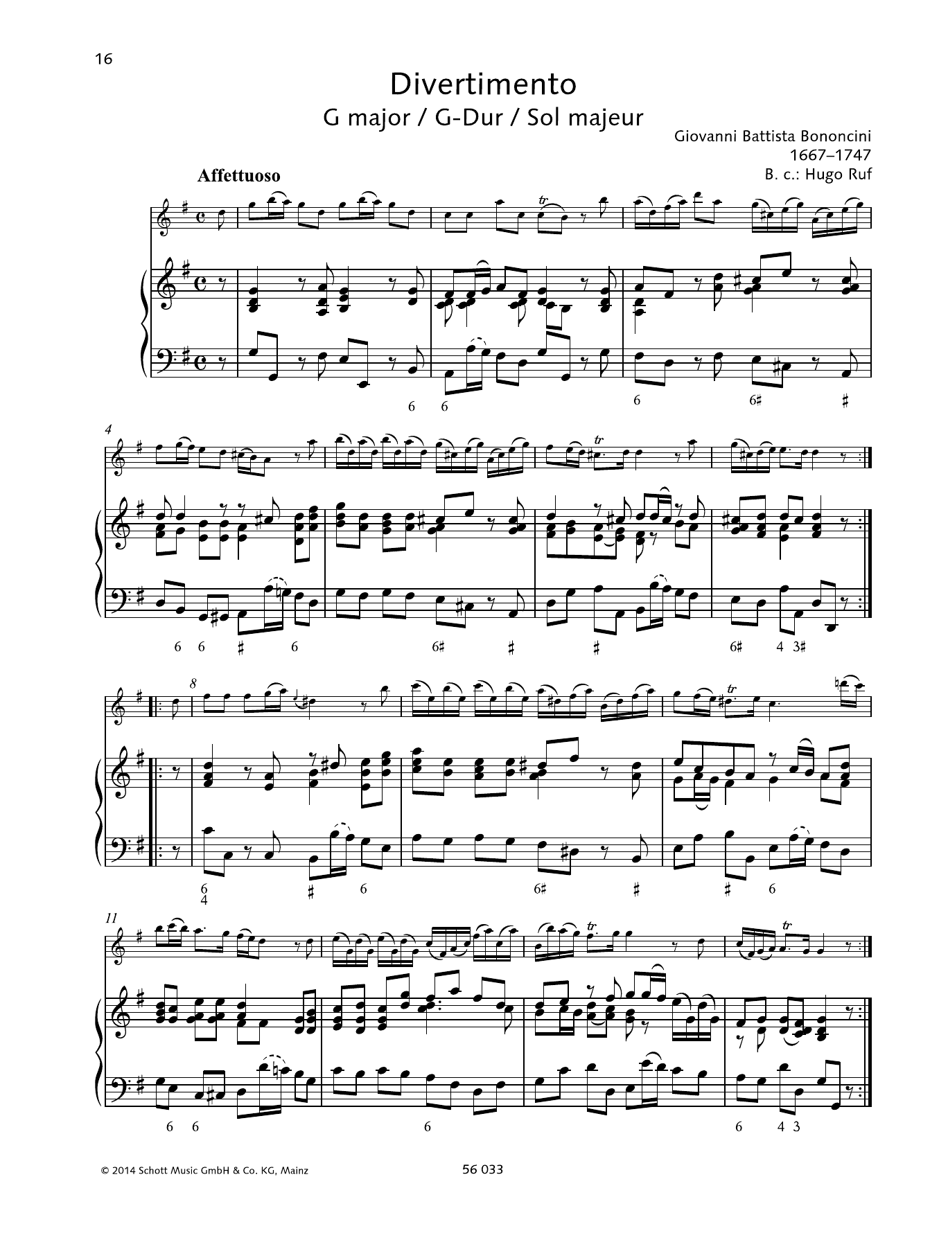 Download Giovanni Battista Bononcini Divertimento G major Sheet Music and learn how to play Woodwind Solo PDF digital score in minutes