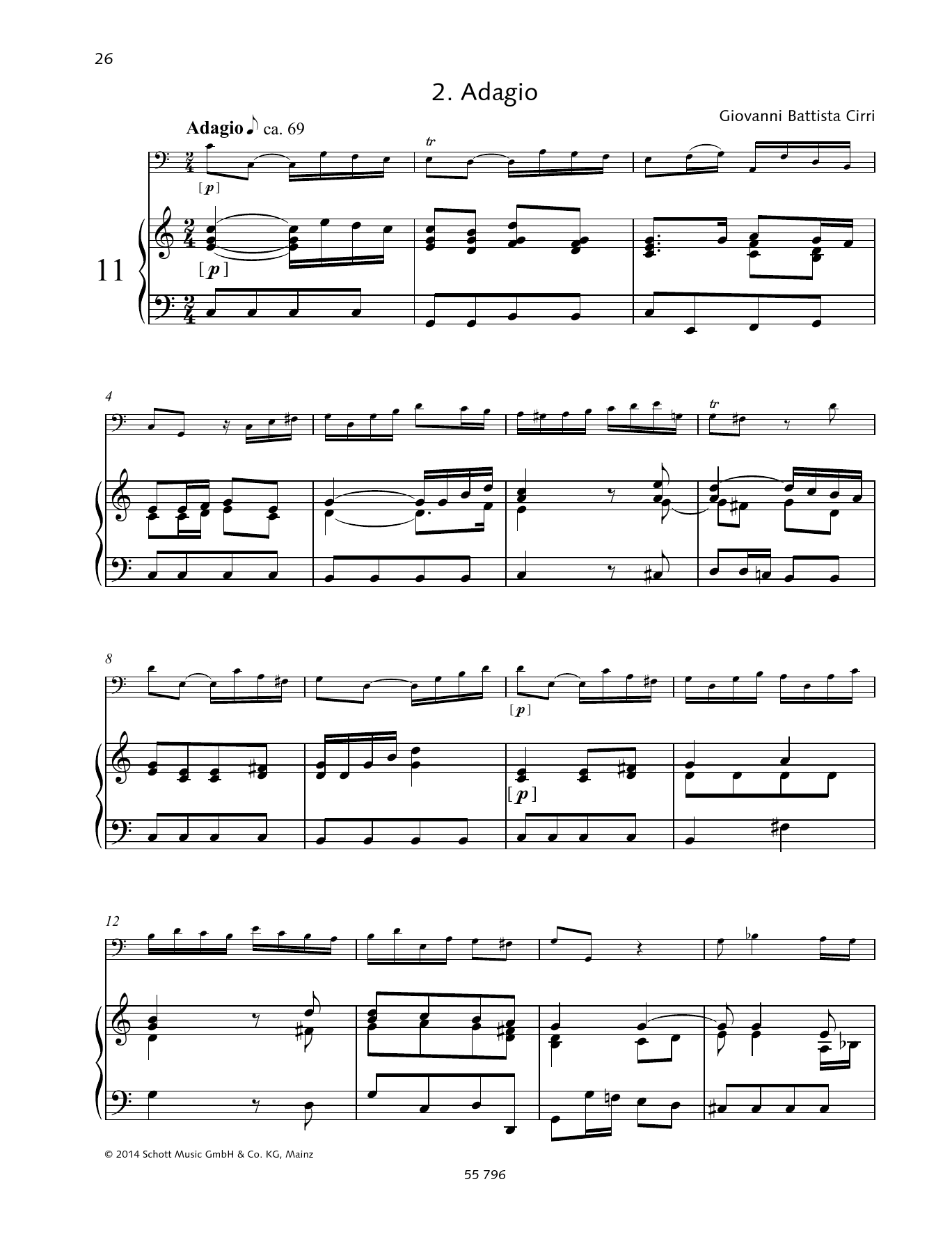 Download Giovanni Battista Cirri Adagio Sheet Music and learn how to play String Solo PDF digital score in minutes