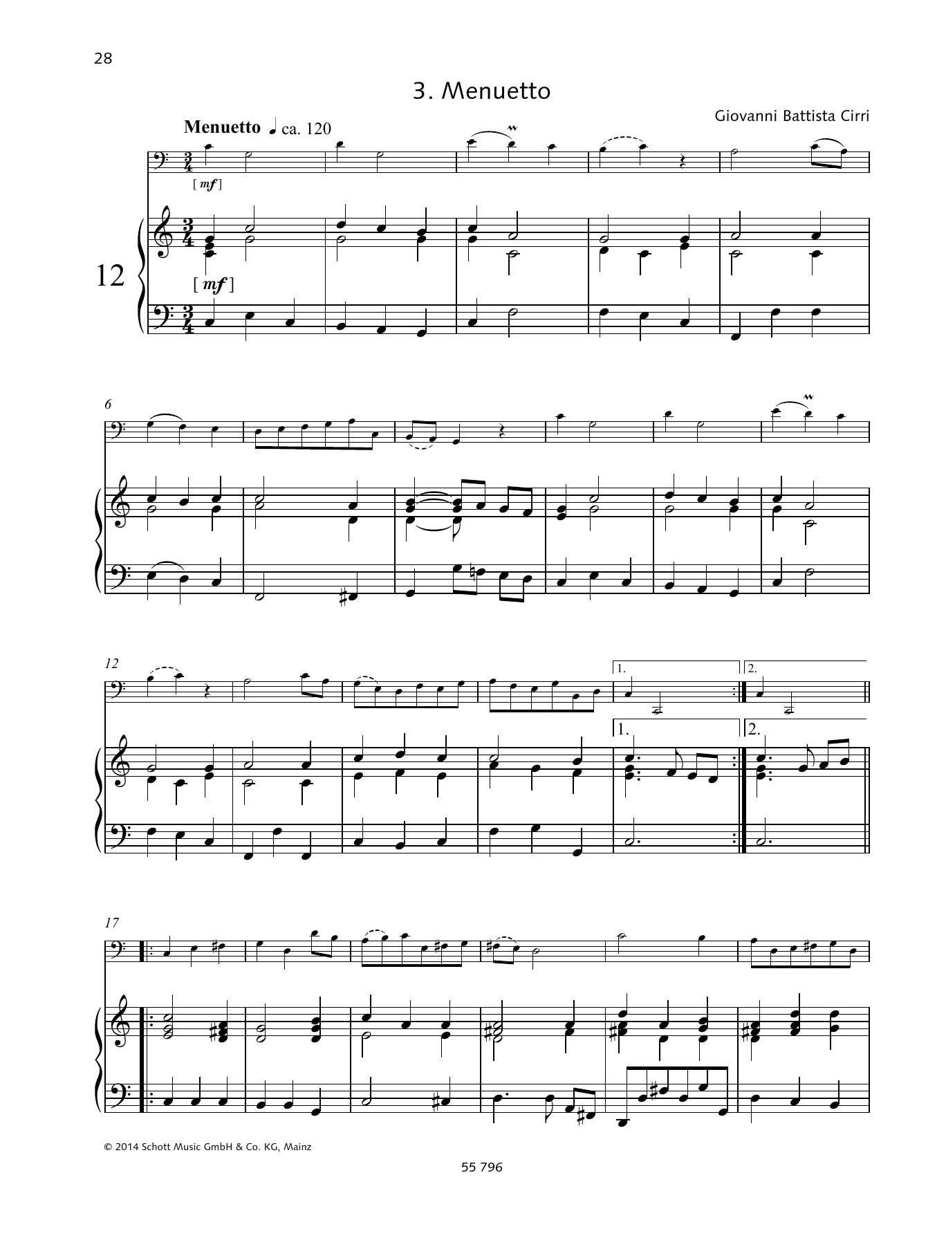 Download Giovanni Battista Cirri Menuetto Sheet Music and learn how to play String Solo PDF digital score in minutes