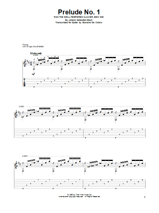 Download Giovanni De Chiaro Prelude No. 1 Sheet Music and learn how to play Guitar Tab PDF digital score in minutes