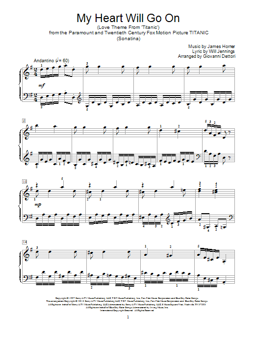 Download Celine Dion My Heart Will Go On (Love Theme from Titanic) Sheet Music and learn how to play Easy Piano PDF digital score in minutes