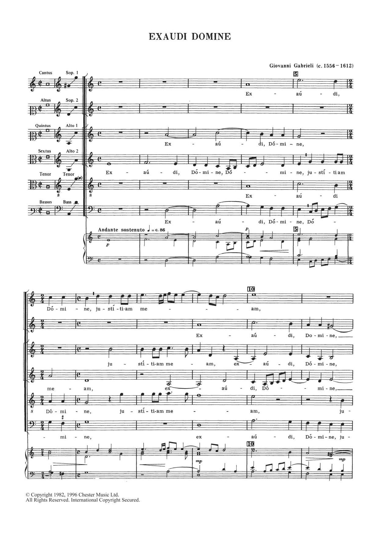 Download Giovanni Gabrieli Exaudi Domine Sheet Music and learn how to play Choral SAATB PDF digital score in minutes