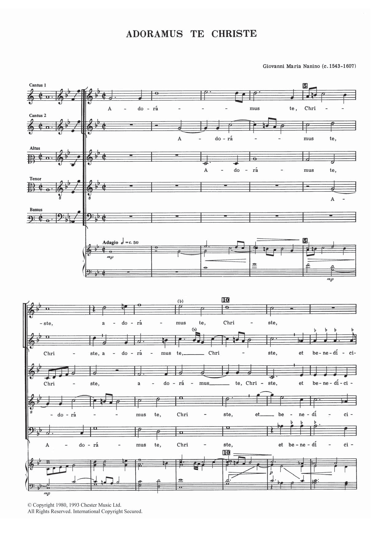 Download Giovanni Maria Nanino Adoramus Te Christe Sheet Music and learn how to play Choral SSATB PDF digital score in minutes