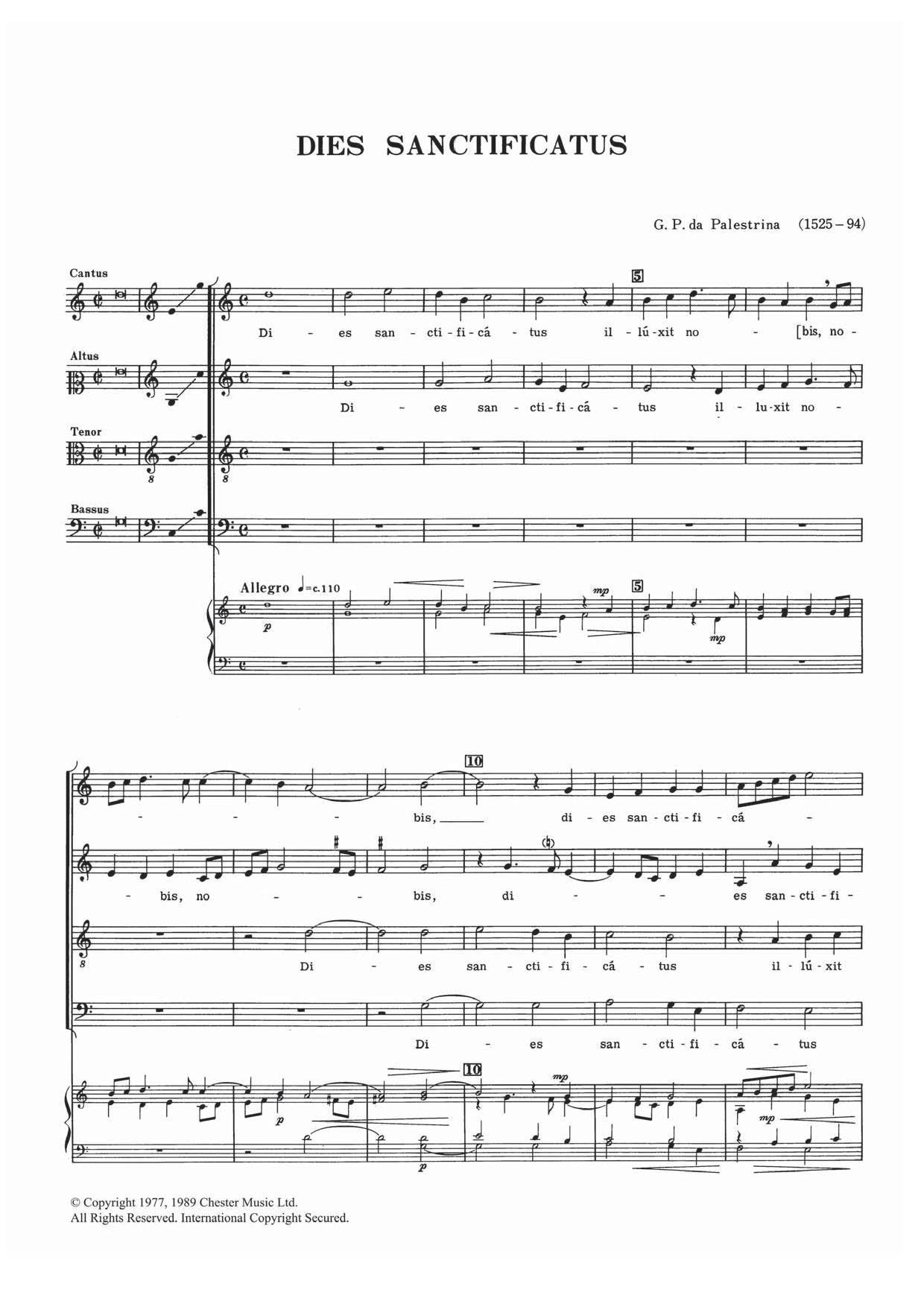 Download Giovanni Palestrina Dies Sanctificatus Sheet Music and learn how to play SATB PDF digital score in minutes