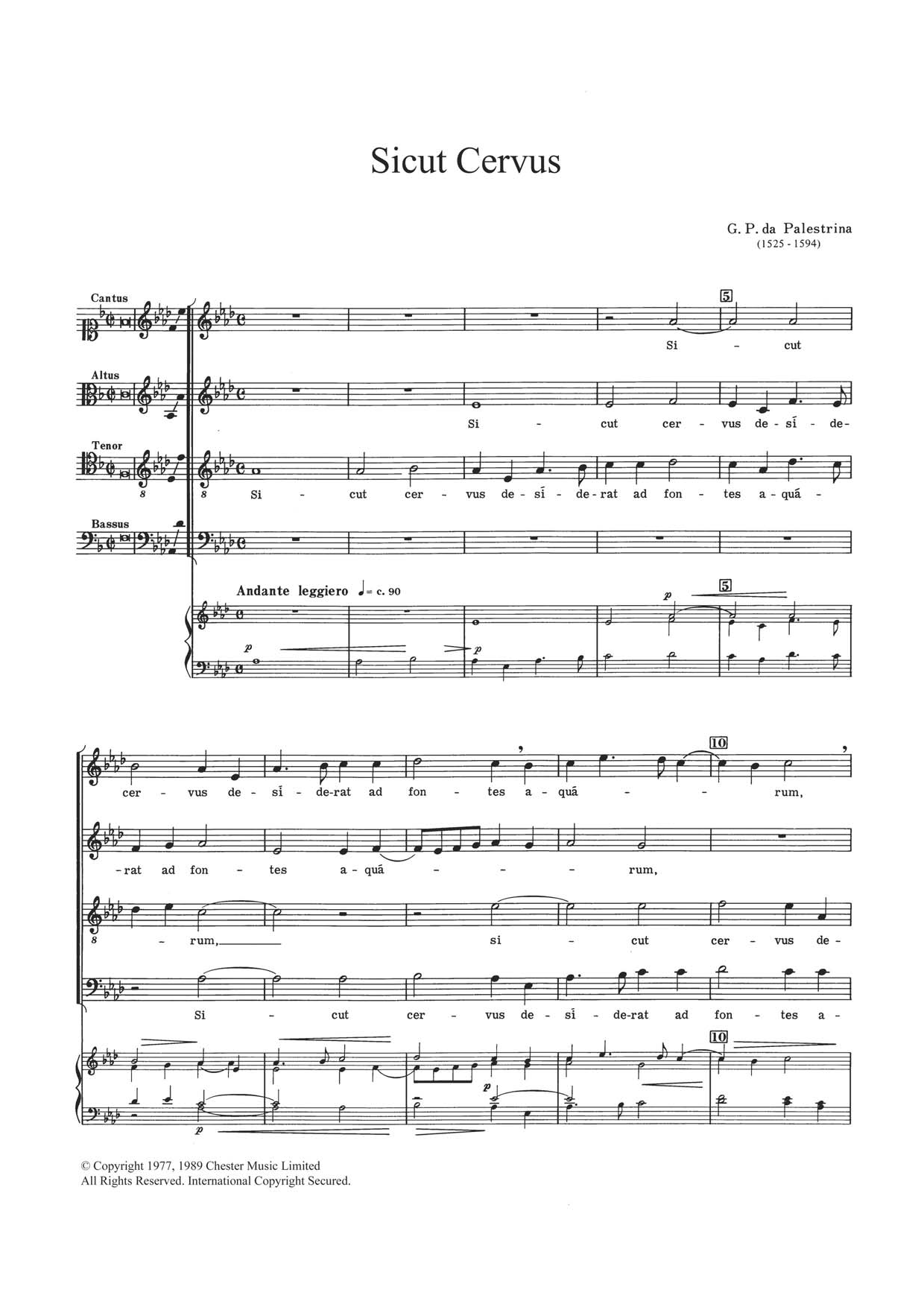 Download Giovanni Palestrina Sicut Cervus Sheet Music and learn how to play Choir PDF digital score in minutes