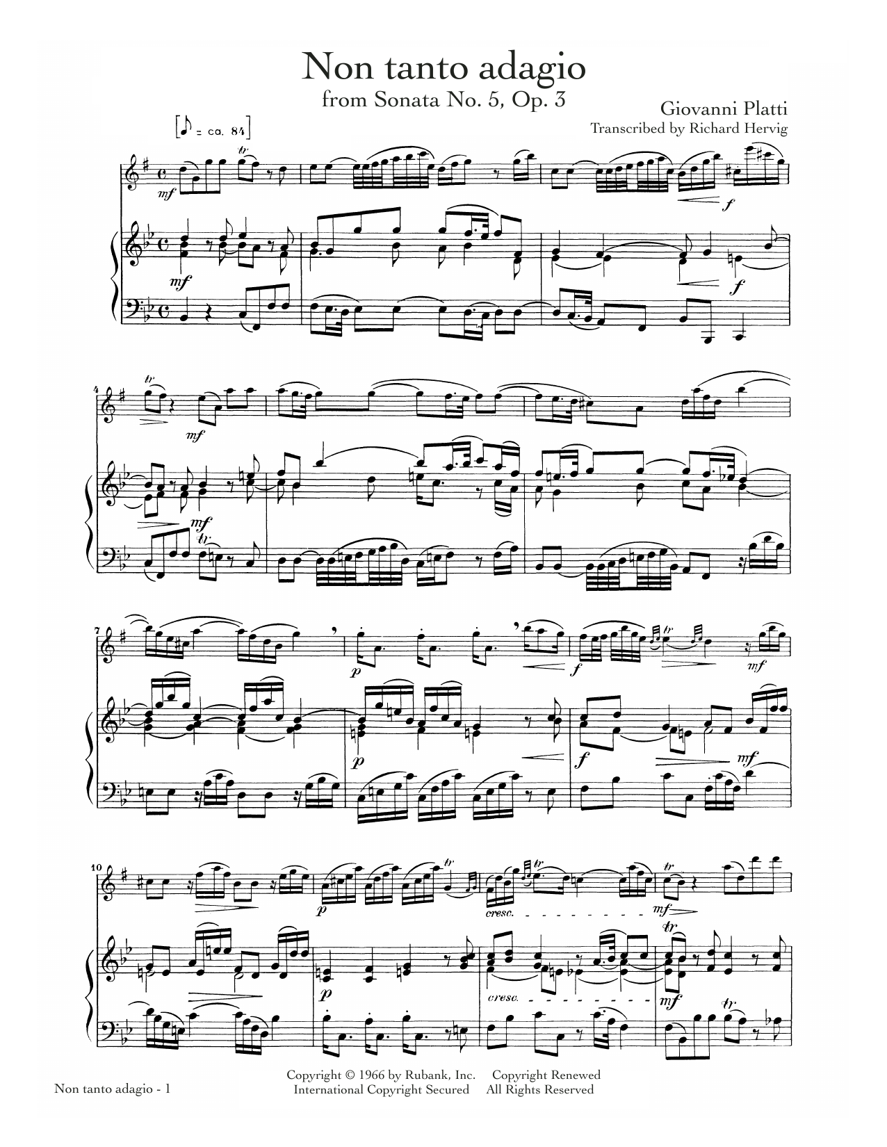Download Giovanni Platti Non tanto adagio Sheet Music and learn how to play Alto Sax and Piano PDF digital score in minutes