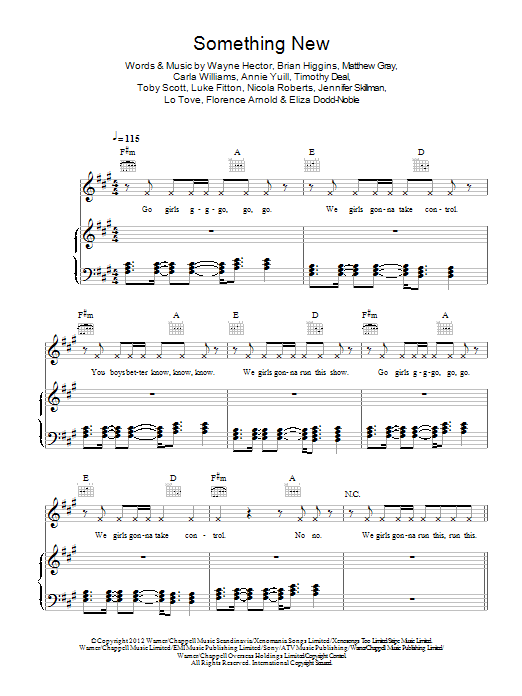 Download Girls Aloud Something New Sheet Music and learn how to play Piano, Vocal & Guitar (Right-Hand Melody) PDF digital score in minutes