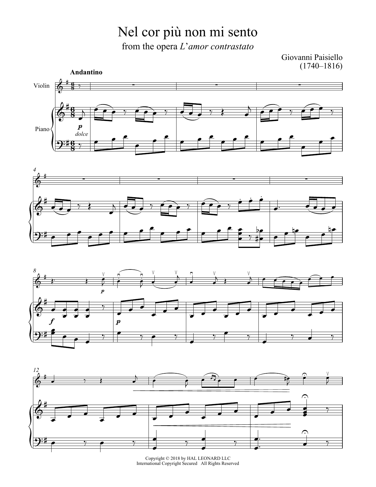 Download Giuseppe Palomba Nel Cor Piu Non Mi Sento Sheet Music and learn how to play Cello and Piano PDF digital score in minutes