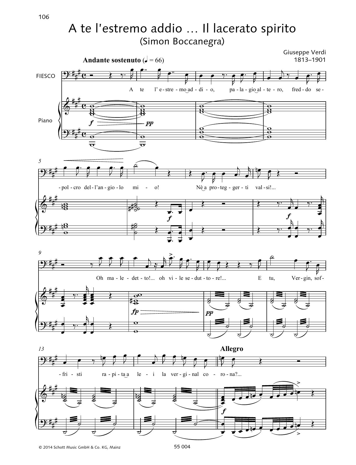 Download Giuseppe Verdi A te l'estremo addio... Il lacerato spirito Sheet Music and learn how to play Piano & Vocal PDF digital score in minutes