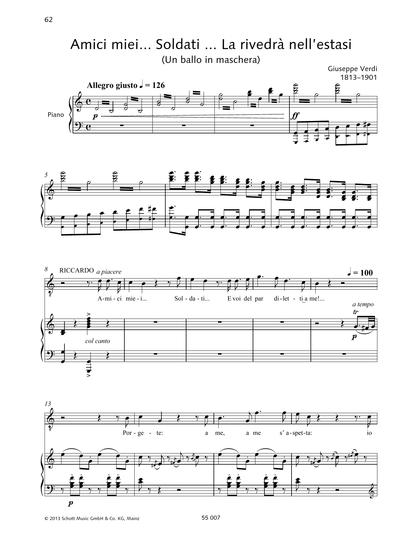 Download Giuseppe Verdi Amici miei ... Soldati ... La rivedra nell'estasi Sheet Music and learn how to play Piano & Vocal PDF digital score in minutes