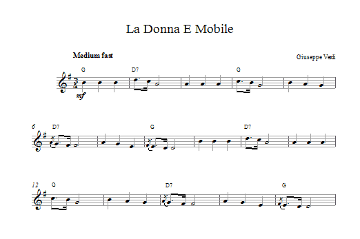 Download Giuseppe Verdi La Donna E Mobile Sheet Music and learn how to play Clarinet PDF digital score in minutes