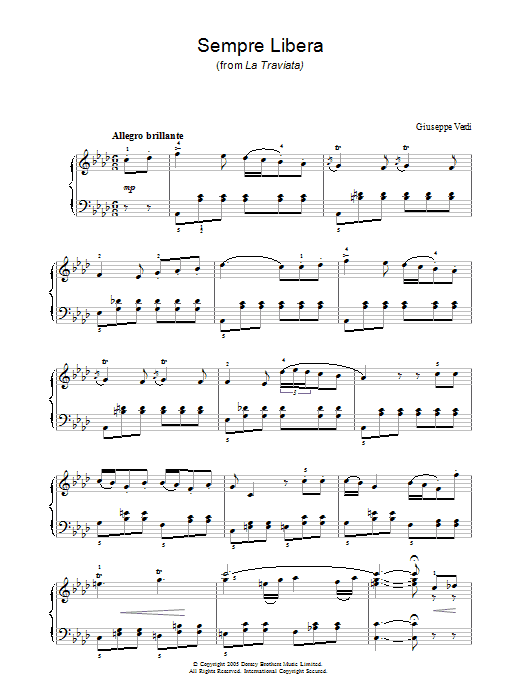 Download Giuseppe Verdi Sempre Libera (from La Traviata) Sheet Music and learn how to play Piano PDF digital score in minutes