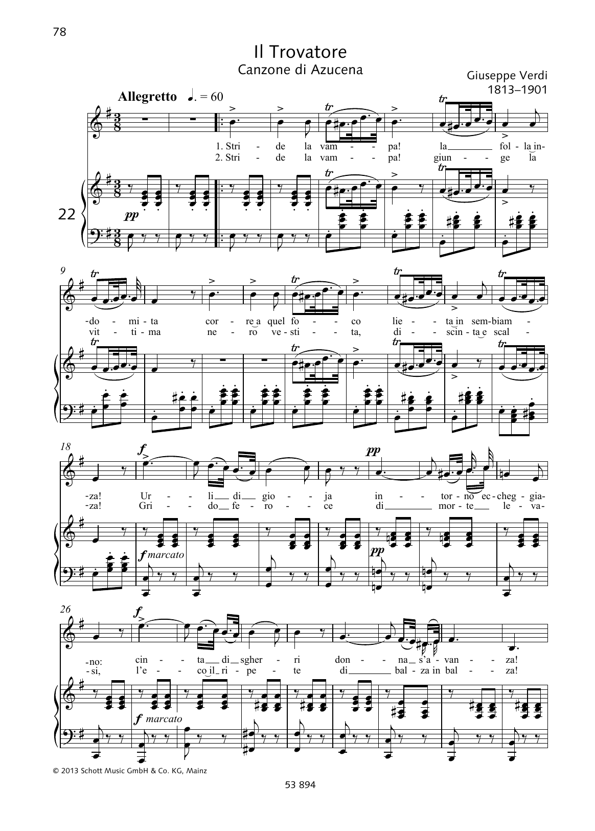 Download Giuseppe Verdi Stride la vampa! Sheet Music and learn how to play Piano & Vocal PDF digital score in minutes