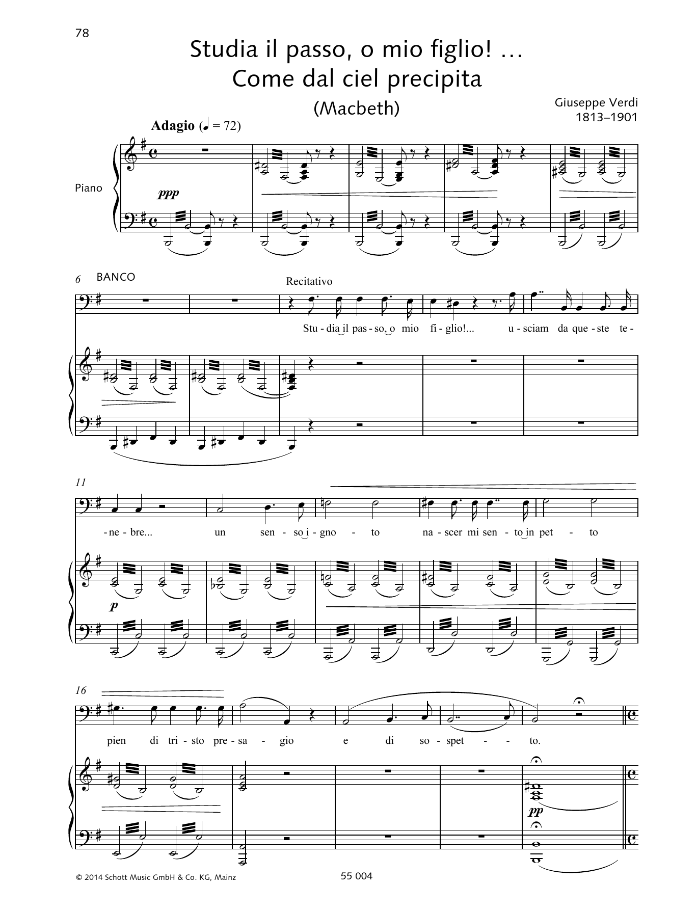 Download Giuseppe Verdi Studia il passo, o mio figlio!... Come dal ciel precipita Sheet Music and learn how to play Piano & Vocal PDF digital score in minutes