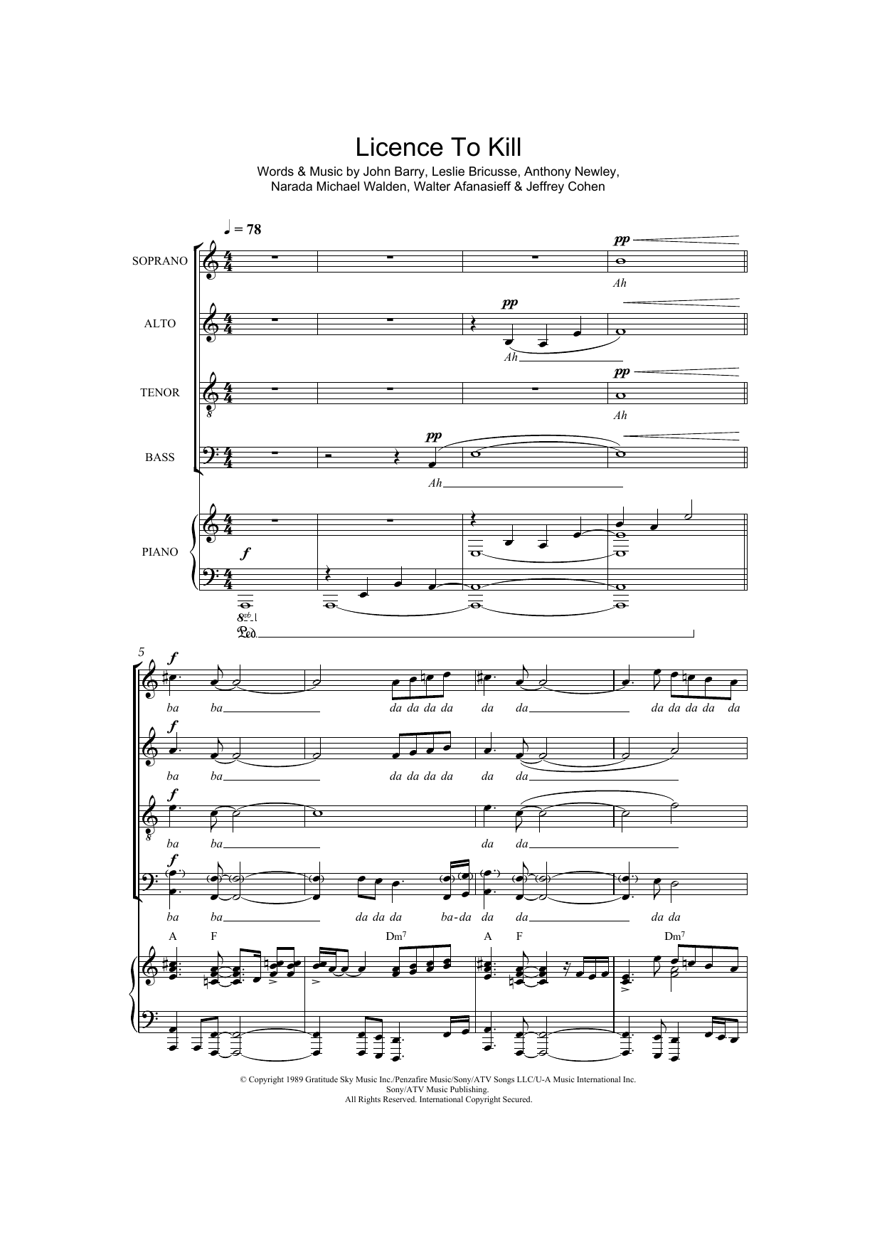 Download Gladys Knight Licence To Kill (arr. Thomas Lydon) Sheet Music and learn how to play SATB PDF digital score in minutes