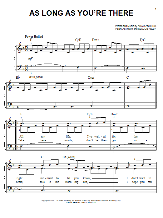 Download Glee Cast As Long As You're There Sheet Music and learn how to play Piano, Vocal & Guitar (Right-Hand Melody) PDF digital score in minutes