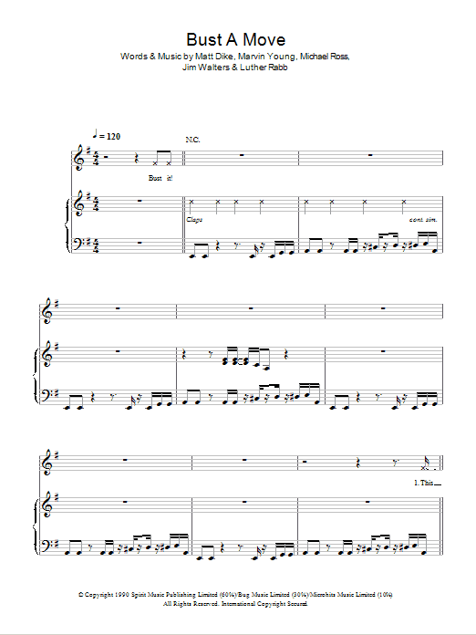 Download Glee Cast Bust A Move Sheet Music and learn how to play Piano, Vocal & Guitar (Right-Hand Melody) PDF digital score in minutes