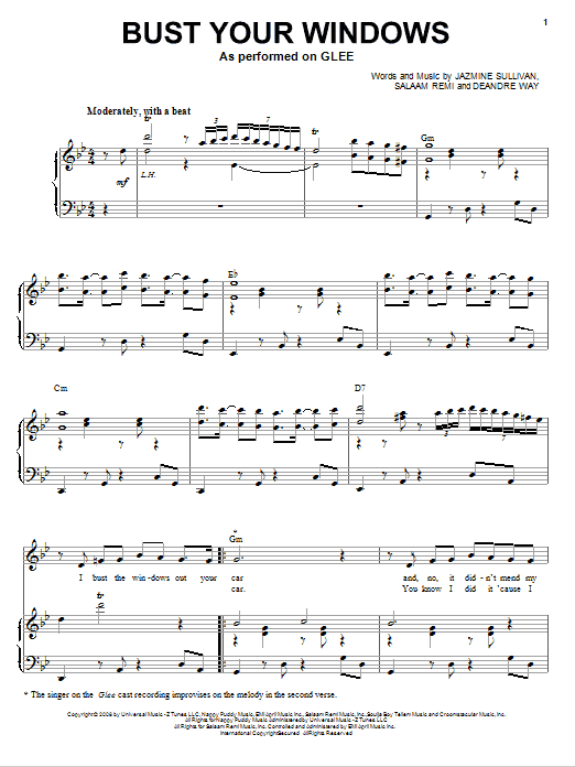Download Glee Cast Bust Your Windows Sheet Music and learn how to play Piano, Vocal & Guitar (Right-Hand Melody) PDF digital score in minutes