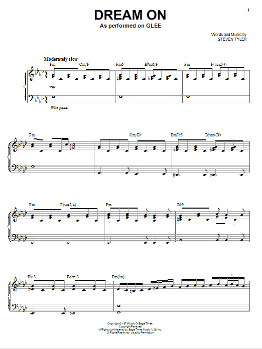 Download Glee Cast Dream On Sheet Music and learn how to play Piano & Vocal PDF digital score in minutes