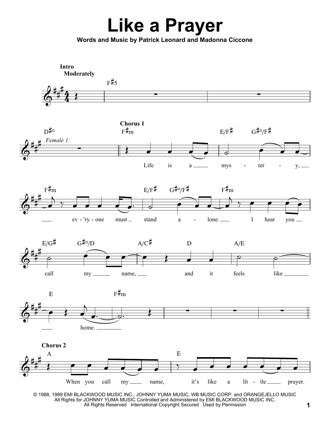 Download Glee Cast Like A Prayer Sheet Music and learn how to play Voice PDF digital score in minutes