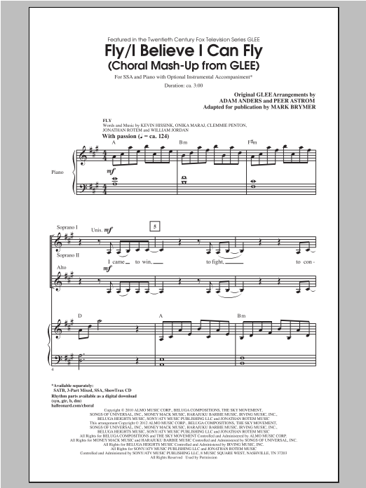 Download Glee Cast I Believe I Can Fly (arr. Mark Brymer) Sheet Music and learn how to play 3-Part Mixed PDF digital score in minutes