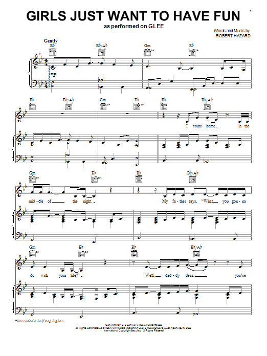 Download Glee Cast Girls Just Want To Have Fun Sheet Music and learn how to play Piano, Vocal & Guitar (Right-Hand Melody) PDF digital score in minutes