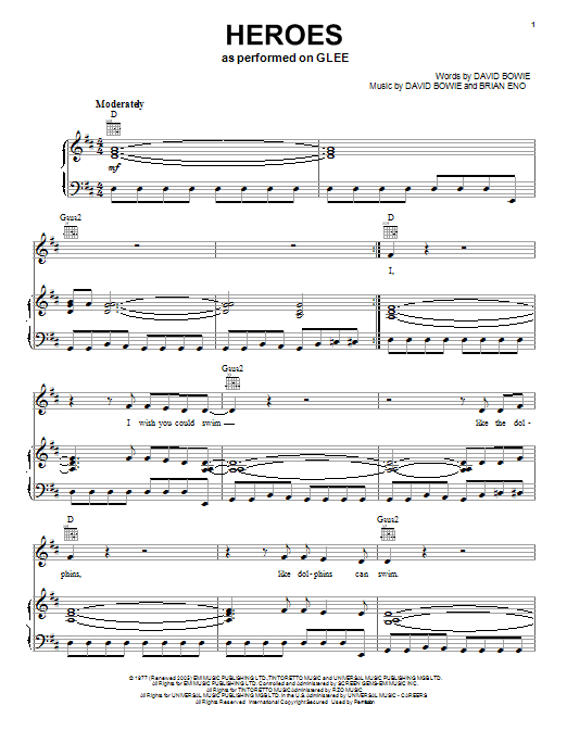 Download Glee Cast Heroes Sheet Music and learn how to play Piano, Vocal & Guitar (Right-Hand Melody) PDF digital score in minutes