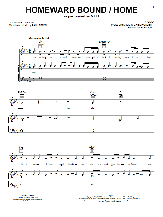 Download Simon & Garfunkel Homeward Bound Sheet Music and learn how to play Piano, Vocal & Guitar (Right-Hand Melody) PDF digital score in minutes