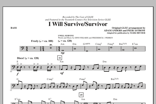 Download Glee Cast I Will Survive/Survivor (arr. Mark Brymer) - Bass Sheet Music and learn how to play Choir Instrumental Pak PDF digital score in minutes