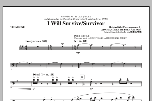 Download Glee Cast I Will Survive/Survivor (arr. Mark Brymer) - Trombone Sheet Music and learn how to play Choir Instrumental Pak PDF digital score in minutes