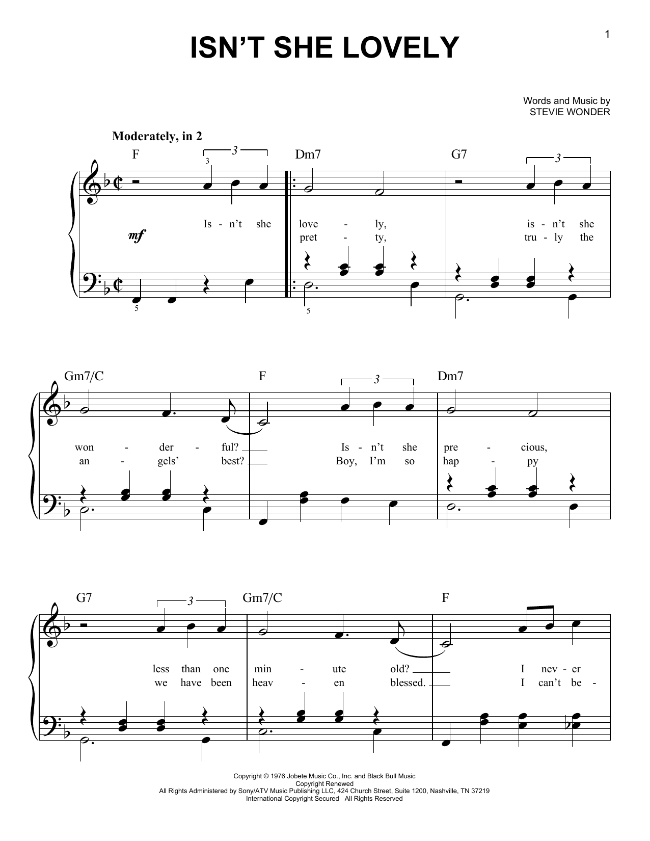 Download Glee Cast Isn't She Lovely Sheet Music and learn how to play Piano, Vocal & Guitar (Right-Hand Melody) PDF digital score in minutes