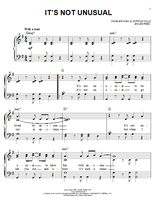 Download Glee Cast It's Not Unusual Sheet Music and learn how to play Piano, Vocal & Guitar (Right-Hand Melody) PDF digital score in minutes