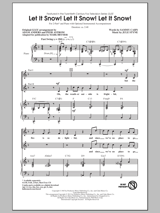 Download Mark Brymer Let It Snow! Let It Snow! Let It Snow! Sheet Music and learn how to play 2-Part Choir PDF digital score in minutes
