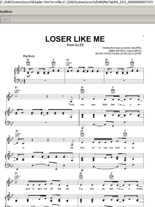 Download Glee Cast Loser Like Me Sheet Music and learn how to play Piano, Vocal & Guitar (Right-Hand Melody) PDF digital score in minutes