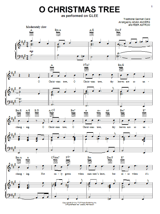 Download Glee Cast O Christmas Tree Sheet Music and learn how to play Piano, Vocal & Guitar (Right-Hand Melody) PDF digital score in minutes