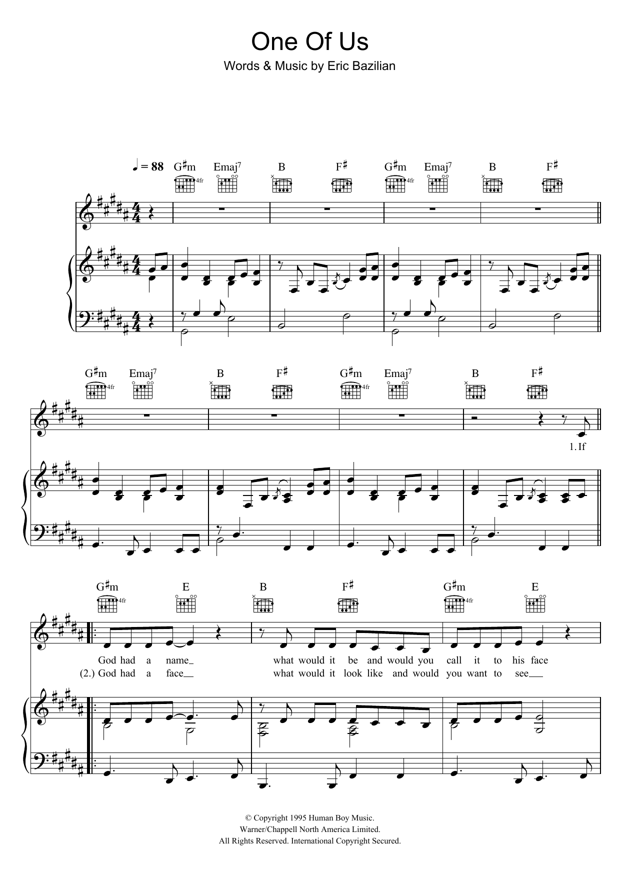 Download Glee Cast One Of Us Sheet Music and learn how to play Piano, Vocal & Guitar (Right-Hand Melody) PDF digital score in minutes