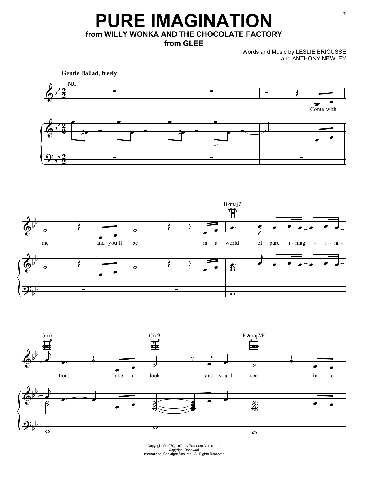 Download Glee Cast Pure Imagination Sheet Music and learn how to play Piano, Vocal & Guitar (Right-Hand Melody) PDF digital score in minutes