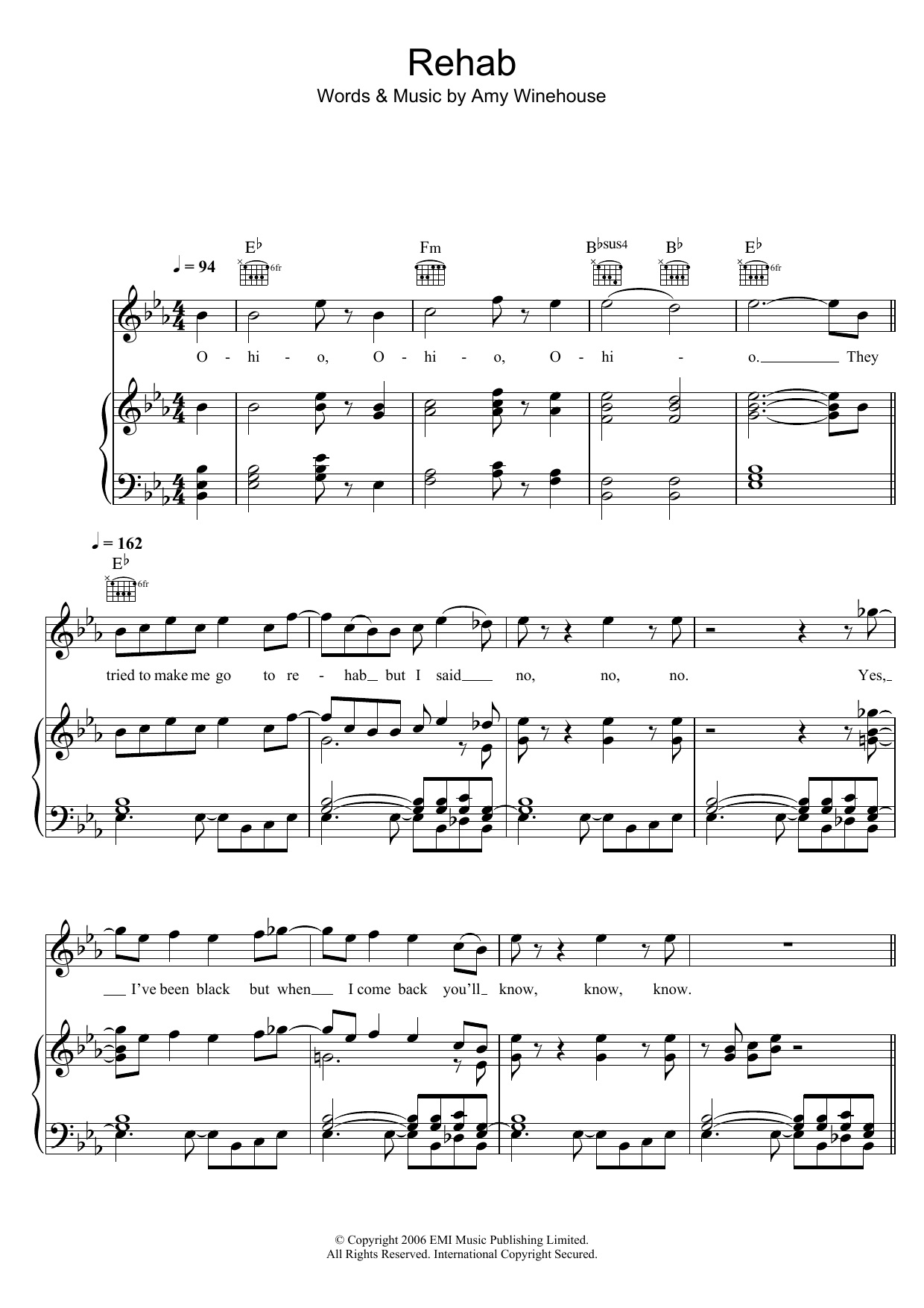 Download Glee Cast Rehab Sheet Music and learn how to play Piano, Vocal & Guitar (Right-Hand Melody) PDF digital score in minutes