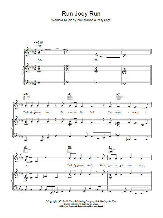 Download Glee Cast Run Joey Run Sheet Music and learn how to play Piano, Vocal & Guitar (Right-Hand Melody) PDF digital score in minutes