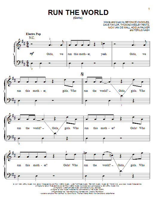 Download Glee Cast Run The World (Girls) Sheet Music and learn how to play Piano, Vocal & Guitar (Right-Hand Melody) PDF digital score in minutes