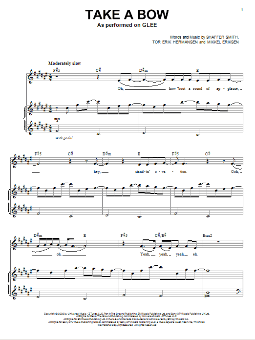 Download Glee Cast Take A Bow Sheet Music and learn how to play Piano & Vocal PDF digital score in minutes