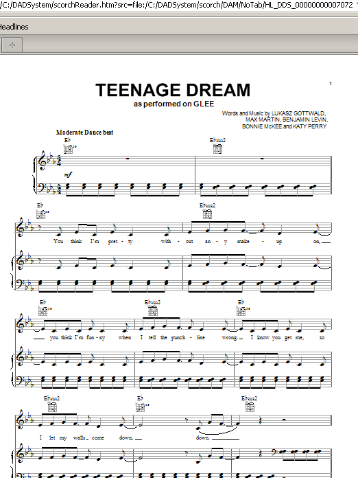 Download Glee Cast Teenage Dream Sheet Music and learn how to play Voice PDF digital score in minutes