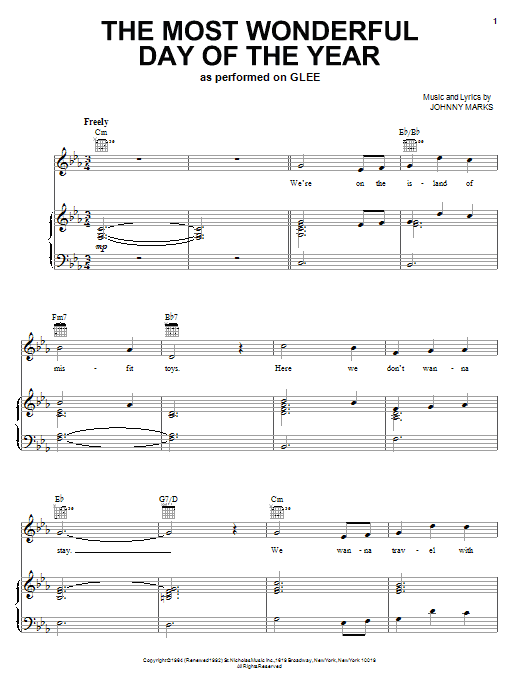 Download Glee Cast The Most Wonderful Day Of The Year Sheet Music and learn how to play Easy Piano PDF digital score in minutes
