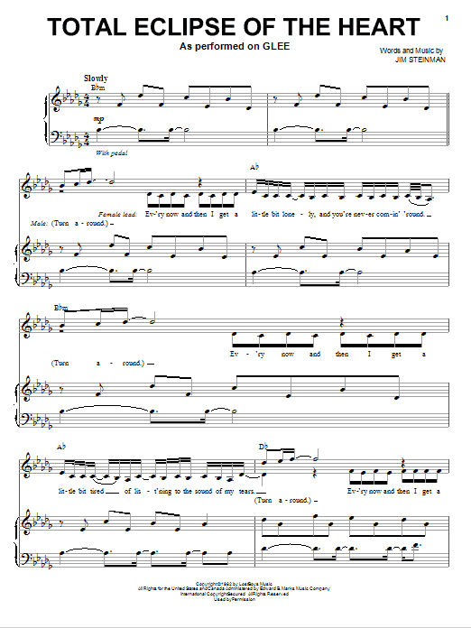 Download Glee Cast Total Eclipse Of The Heart Sheet Music and learn how to play Piano, Vocal & Guitar (Right-Hand Melody) PDF digital score in minutes