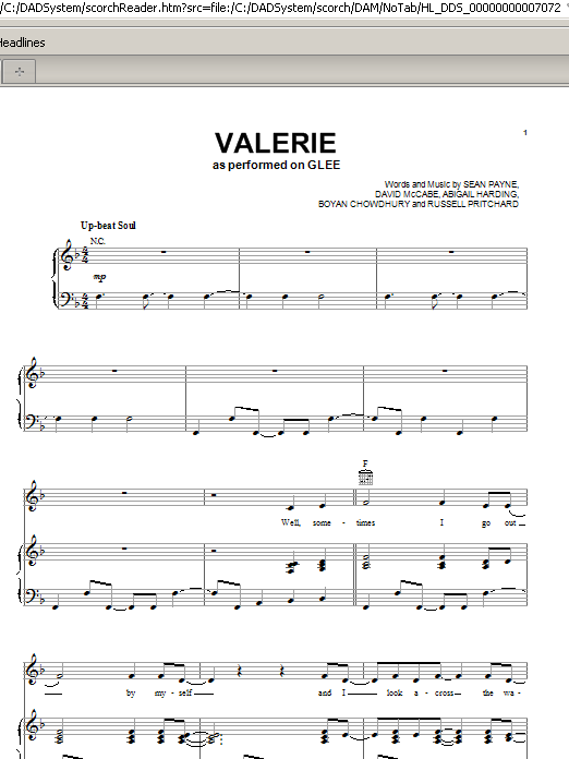 Download Glee Cast Valerie Sheet Music and learn how to play Piano, Vocal & Guitar (Right-Hand Melody) PDF digital score in minutes